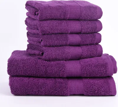 Produktbild von 6tlg Singleset Qualitätsfrottee 100% Baumwolle 500g/qm einfarbig Farbe lila