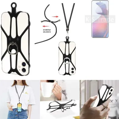 Produktbild von K-S-Trade 3in1 Handykette Handyband Handykordel Halsband Smartphone-Ring Handy-Ring kompatibel mit Motorola S30 Pro Fingerhalterung Handyring