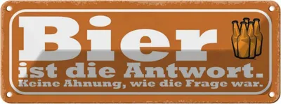 Produktbild von vianmo Blechschild 10x27 cm Bier ist die Antwort Frage war Spruch Zitat