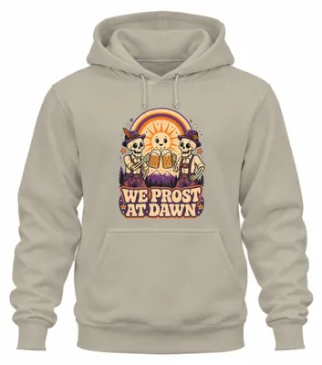 Productafbeelding van skeletten-print trui, traditionele kleding, dirndl hoodie, capuchontrui, natuur, maat L