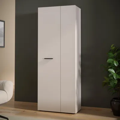 Produktbild von Forte NET306 Schuhschrank 70, moderner Flurschrank, 2-türig, 5 Regalböden, Flur, Diele, Abstellraum, Holzwerkstoff, Kaschmir|Beige, 68,7 cm breit x 181,1 cm hoch x 36,5 cm tief