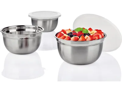 Produktbild von Ernesto Edelstahlschüssel-Set Schüssel Set Schale mit Deckel Silber 3-teilig