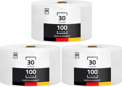 Produktbild von LOGIC PACK 3x Luftpolsterfolie 50my Noppenfolie Verpackungsmaterial 30 cm x 100 m