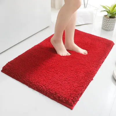 Produktbild von Weiche Badematte 50 x 80 cm, rutschfeste Badematte mit TPR-Rückseite, maschinenwaschbar, Badematte mit flauschiger Optik, wasserabsorbierende Mikrofaser-Badematte/Duschmatte