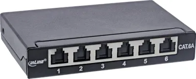 Zdjęcie produktu dla InLine 76816B, RJ45, Cat6a, Czarny, Montaż półkowy, 0.5U, 80 mm