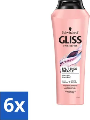 Productafbeelding van Gliss - Shampoo - Spliss Wunder - Voor beschadigd haar - 250 ml - Voordeelverpakking - 6 stuks