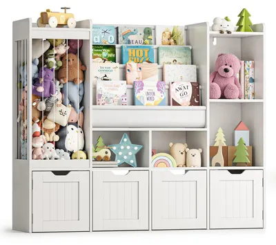 Spielzeugaufbewahrung mit Rollen, Bücherregal, 120x30x100 cm, weiß