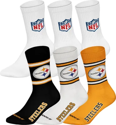 Produktbild von NFL Uni Socken, 6er Pack - NFL Teams, 6Pack Crew Socks, Football, Logo, Baumwollmischung Pittsburgh Steelers/Weiß 39-42