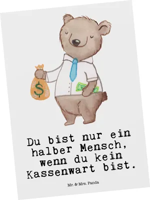 Produktbild von Mr. & Mrs. Panda Ansichtskarte Kassenwart Herz - Weiß - Geschenk, Verein, Kunstkarten, Grußkarte, Postkarte, Spruch, Postkarten, Lustig, Ansichtskarten, Witzig