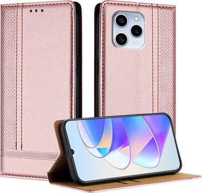 Obrázek produktu pro Pouzdro pro Honor 60 SE kožené flipové pouzdro s funkcí stojánku Růžový