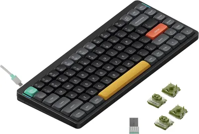 Produktbild von Nuphy Air75 v2 Kabellose Mechanische Tastatur QMK/VIA, QWERTY US, 75% Low Profile Bluetooth / 2.4GHz Basalt Black, Switch Moss