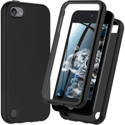 Image de Coque de protection pour Apple iPod Touch 7/6/5, antichoc, en silicone, avec protection d'écran, noire