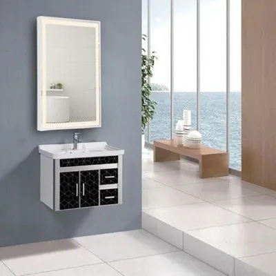Image de Miroir LED Rectangulaire 40W 46x66cm avec Interrupteur Tactile Cadre Blanc pour Salle de Bain