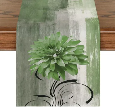 Imagen del producto de Cortina de lino, color verde claro, 33 x 183 cm, ideal para comedor y cocina