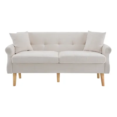 Produktbild von 2-Sitzer mit Zierkissen, Armlehnen und Rückenkissen, inkl. Federkern, Chenille Bezug, Polstersofa, Loungesofa