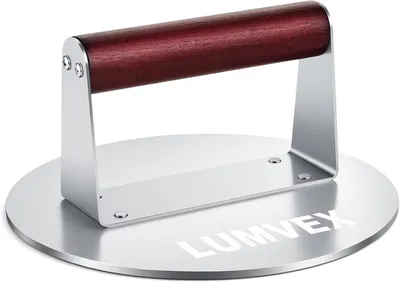 Produktbild von Burgerpresse 16 cm, Edelstahl, Holzgriff, Fleischpresse, für Grill