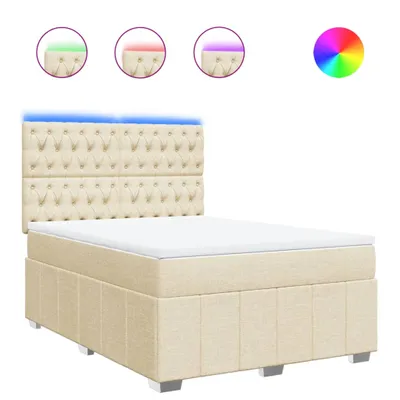 Produktbild von vidaXL Boxspringbett mit Matratze Creme 140x200 cm Stoff