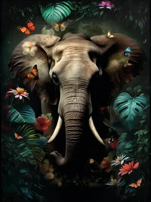 Produktbild von Leinwandbild Elephant In The Jungle 84x116 cm