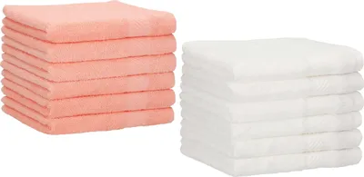 Produktbild von Betz 12 Stück Gästetücher 30x50 cm PALERMO 100% Baumwolle Farbe: weiß und apricot