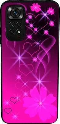 Produktbild von TPU Silikon Hülle für Xiaomi Redmi Note 11 / 11S Handy Cover Case Schutzhülle Handyhülle Bumper MOTIV 291 Herzen Blume Pink