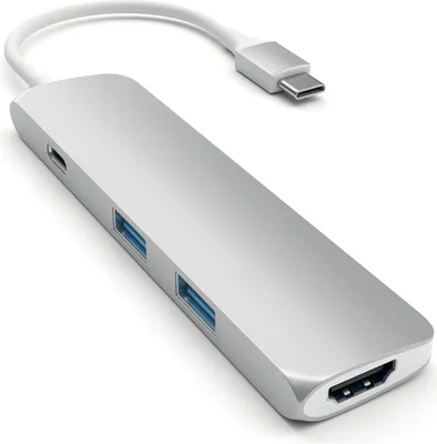 Immagine prodotto di Satechi ST-CMAS replicatore di porte e docking station per laptop USB 3.2 Gen 1 (3.1 Gen 1) Type-C Argento