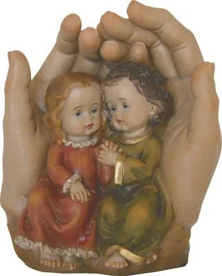 Produktbild von Schützende Hände mit Kinderpaar 14 cm Polyresin Deko Figur