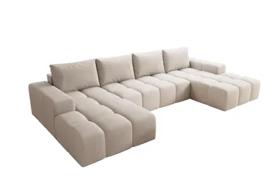 Produktbild von Moebelfest Lusso Ecksofa U-Form Couch Creme Teddy-Bouclé - Stoff