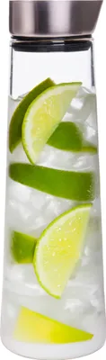 Produktbild von Krumble Glaskaraffe - 1 Liter - 1000 ml - Wasserflasche aus Glas - Tafelwasser - Wasserkrug - Wasserkaraffe mit Deckel - Glas und Edelstahl