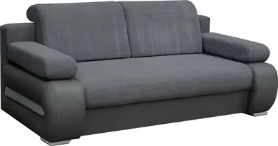 Produktbild von Sofa mit Schlaffunktion und Bettkasten, Couch für Wohnzimmer, Schlafsofa Federkern Sofagarnitur Polstersofa Wohnlandschaft mit Bettfunktion - 206 x 96 x 85 - York (Grau - Dunkelgrau - Dot 95 +Madryt 195)