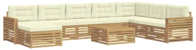 Immagine prodotto di vidaXL Set da divano da esterno, 9 pezzi, bianco e crema, legno massello di acacia