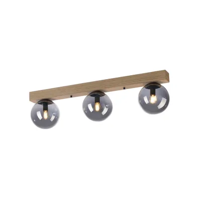 Obrázek produktu pro JUST LIGHT LED stropní svítidlo GREEN WIDOW z kouřového skla, pravé dřevo s olejovaným dubovým dřevem - přírodní obývací pokoj, ložnice, chodba, jídelna 11393-79