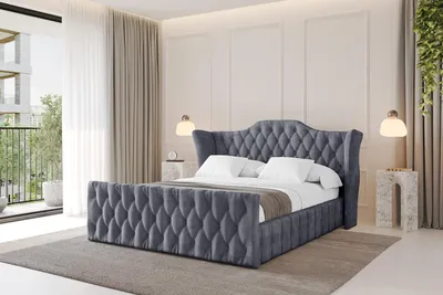 Produktbild von ALTDECOR Polsterbett mit Bettkasten - MODY-Z - 180x200 Dunkelgrau Casablanca - Bett mit Matratze H3/H4, Kopfteil und Fußteil, Boxbett, Doppelbett mit Stauraum