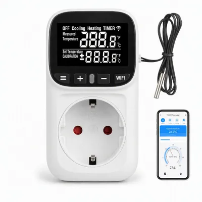 WLAN-Temperaturregler Steckdose 230 V, App-Steuerung, -40 bis 120 °C