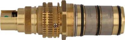 A close-up, side view of a plumbing valve component against a white background.