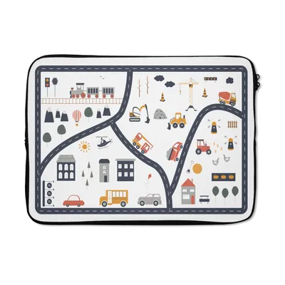 Produktbild von MuchoWow® Laptop Hülle 14 ZollAuto - Kinder - Gebäude Laptoptasche - Laptoptasche - Stoßsicher - Schutzhaube