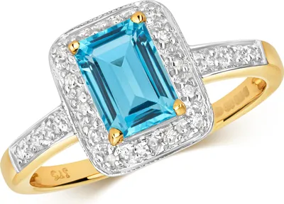 Produktbild von Wunderschöner 9 Karat (375) Gold Damen - Diamant Solitärring Brillant-Schliff 0.10 Karat H - PK mit Topas, 51 (16.2); TRS28729RSL