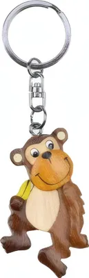 Produktbild von Lustiger Holz Schlüsselanhänger Affe