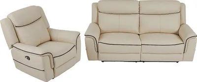 Produktbild von Relaxsofa 3-Sitzer & Relaxsessel elektrisch - Leder - Beige - ADELIO