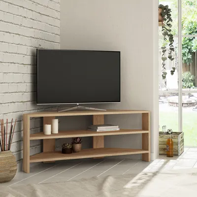 Image de Skye Decor, Thales- Thales Corner HMS, couleur chêne, armoires TV, 45x114x36 cm, 100% panneau de particules mélaminé