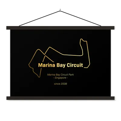 Produktbild von MuchoWow® Textilposter Singapur - Formel 1 - Rennstrecke 60x40 cm mit schwarzem Rahmen - Hölzernes