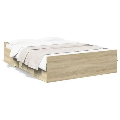 Image de vidaXL Cadre de lit avec tiroirs Chêne Sonoma 120x190cm Bois composite