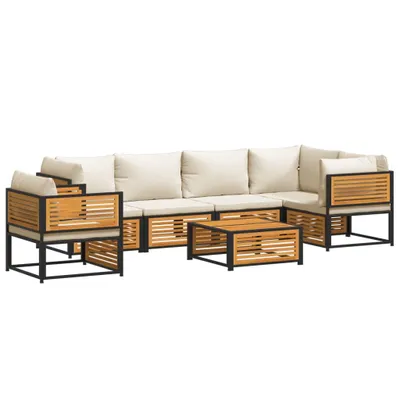 Image de vidaXL Ensemble de 7 canapés de jardin avec coussins en bois massif d'acacia