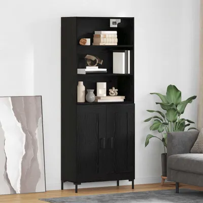 Produktbild von "Schlussverkauf" Highboard 1 PC - Anrichte/Sideboard - Mit Stauraum - Schwarz Eichen-Optik 69,5x34x180 cm Holzwerkstoff C6779