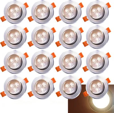Image de TolleTour 20X LED Spot encastrable Set plafonnier encastré Projecteur IP44 3W Blanc chaud