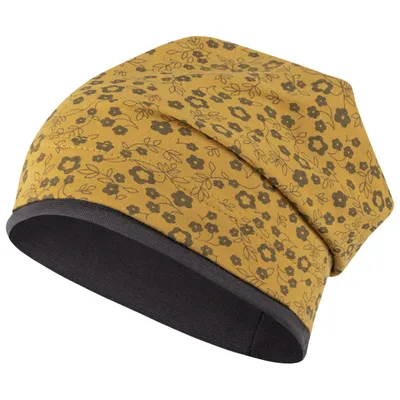 Produktbild von Mädchen Mütze Beanie Übergangsmütze Blumen, Senfgelb, Gr. 50-52