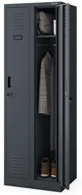 Produktbild von Umkleideschrank Spind KACPER 2 Abteile Etikettenhalter Lüftungsschlitze | Umkleidespind Metall Schließfachschrank Garderobenspind 180x60x50cm Anthrazit