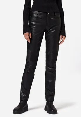 Produktbild von Ricano Damen Lederhose Lederjeans DONNA aus butterweichem Ziegen-Nappa Leder – Schwarz / L