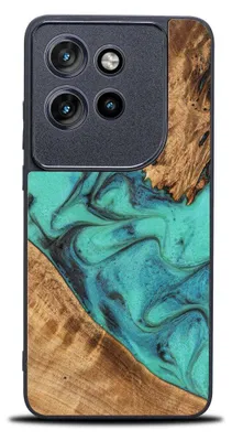 Image de Housse en bois pour Motorola Edge 50 Neo, Bewood Unique Turquoise