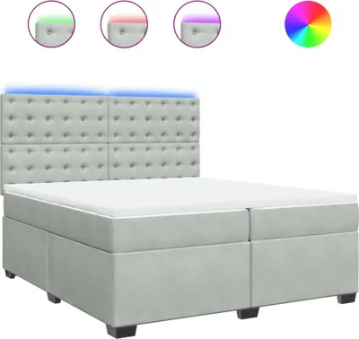 Productafbeelding van vidaXL Boxspringbed met matras, lichtgrijs, 200x200 cm, fluweel