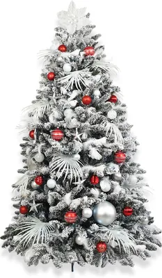 Produktbild von Geschmückter künstlicher weihnachtsbaum mit 133 Stk Kugeln POLAR ROT 210 cm mit Metallständer